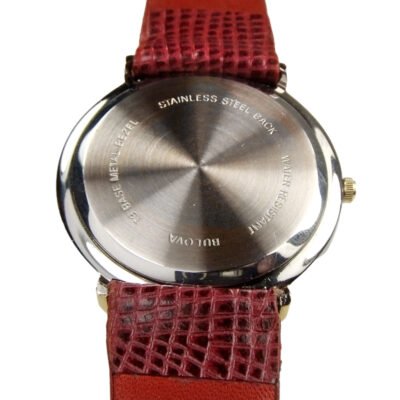 BULOVA Women's Watch - Round White Dial - New Burgundy Lizard Calf Leather Strap - Image 2