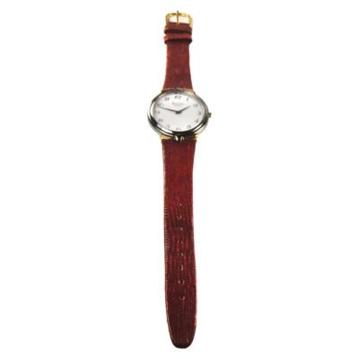 BULOVA Women's Watch - Round White Dial - New Burgundy Lizard Calf Leather Strap - Image 3